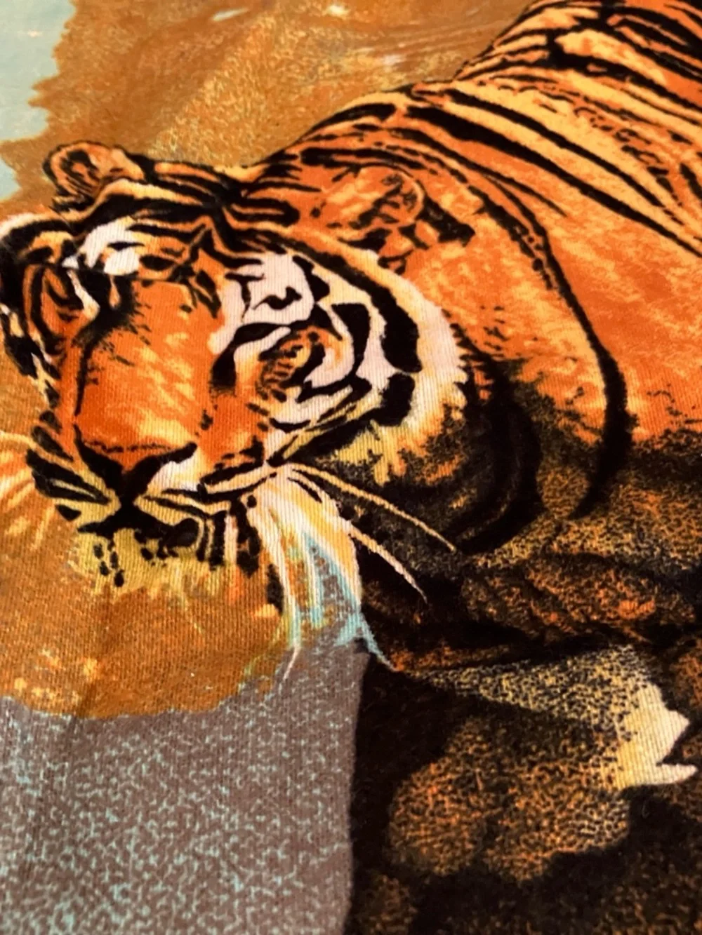 VTG 90s RT Brooklyn Tiger Tapestry 100% Cotton Made in Turkey 58x39